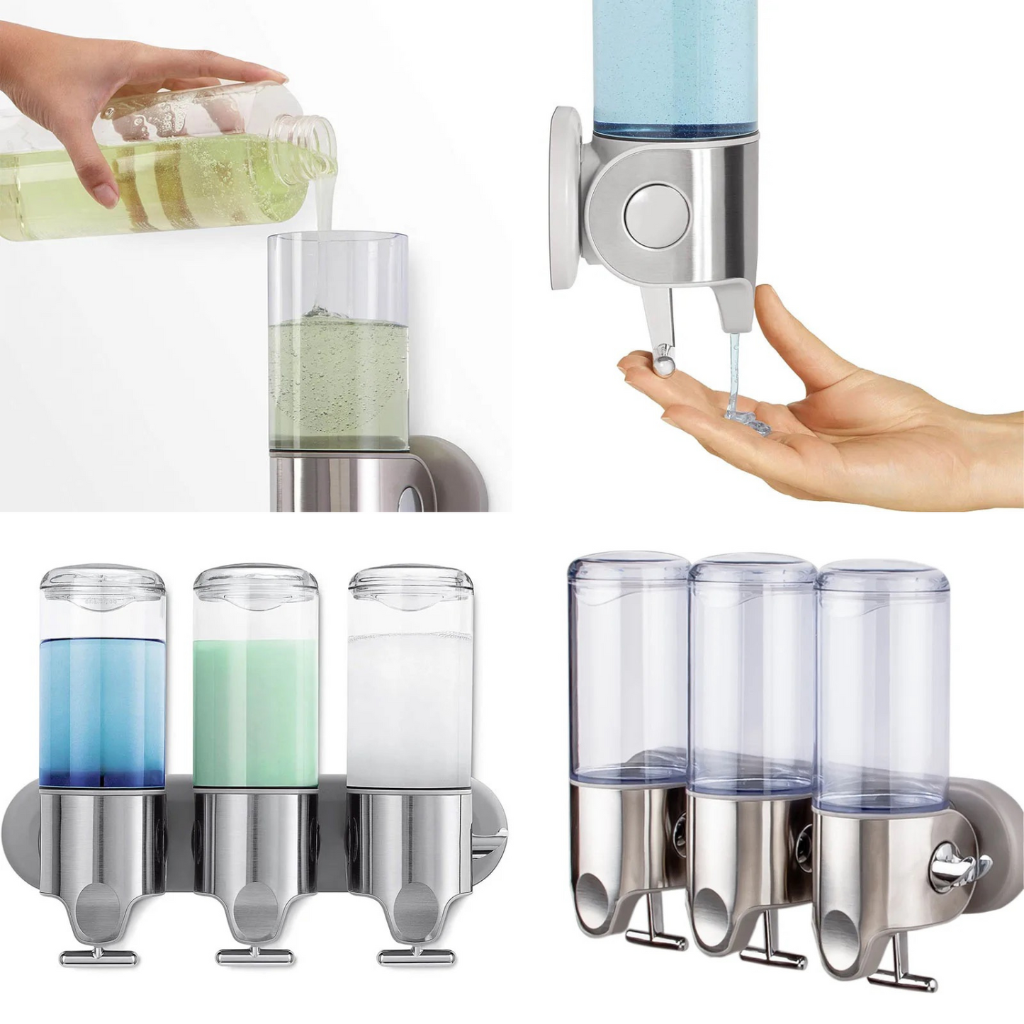 Triple distributeur savon et shampoing