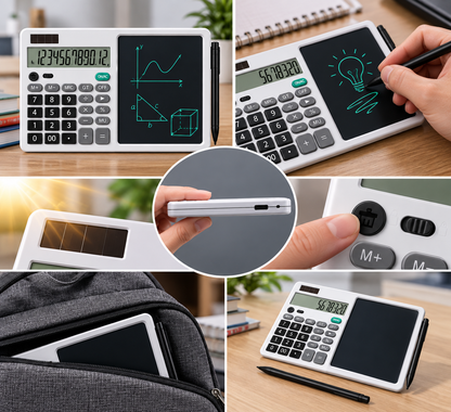Calculatrice portable avec une tablette d'écriture