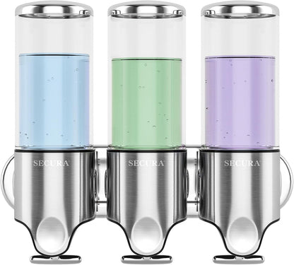 Triple distributeur savon et shampoing