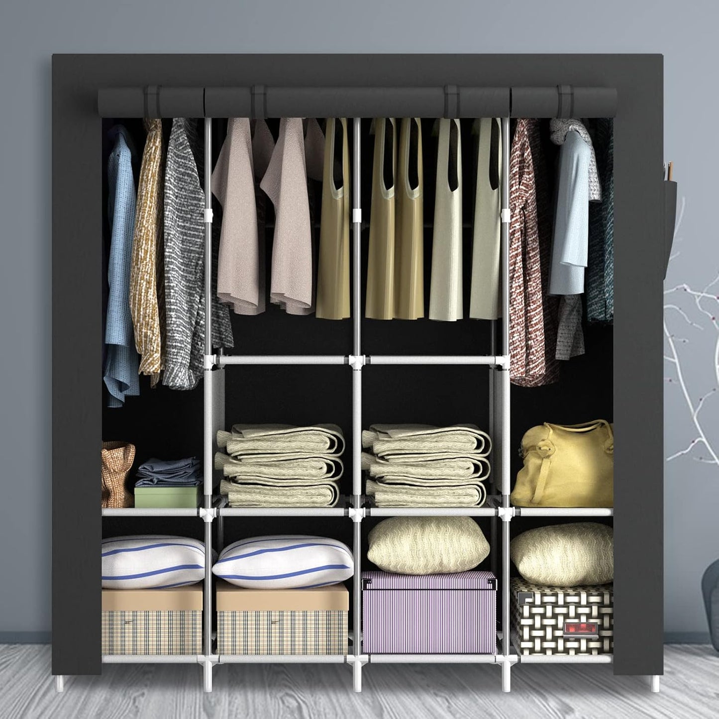 Armoire de Penderie en Tissu 4 Battants