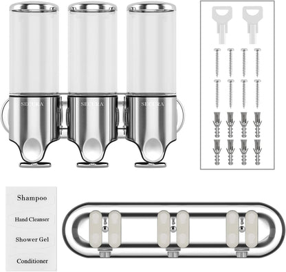 Triple distributeur savon et shampoing