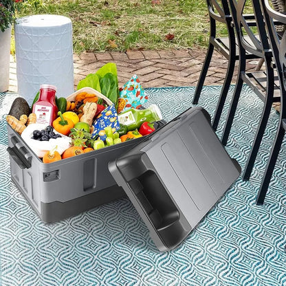 Boîte de voyage pliable avec siège intégré