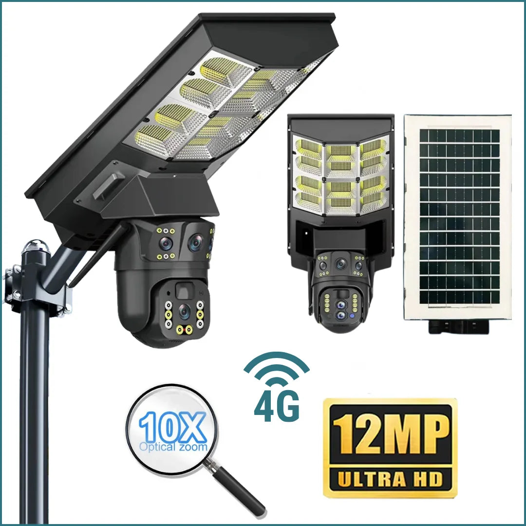 Caméra solaire 4G avec projecteur LED