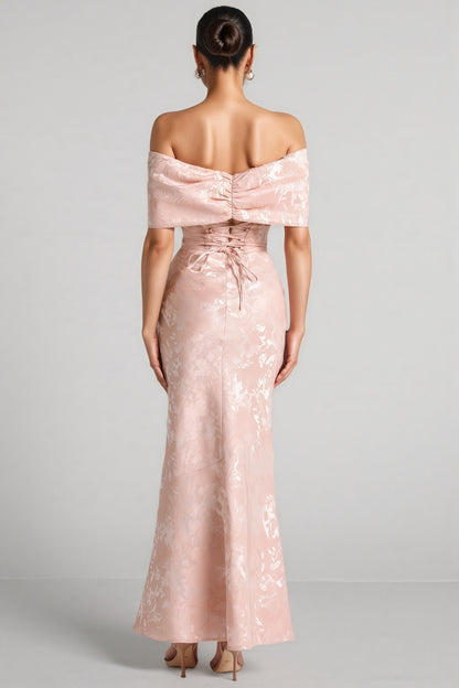 Clara Pink One Shoulder Bow Maxi Dress